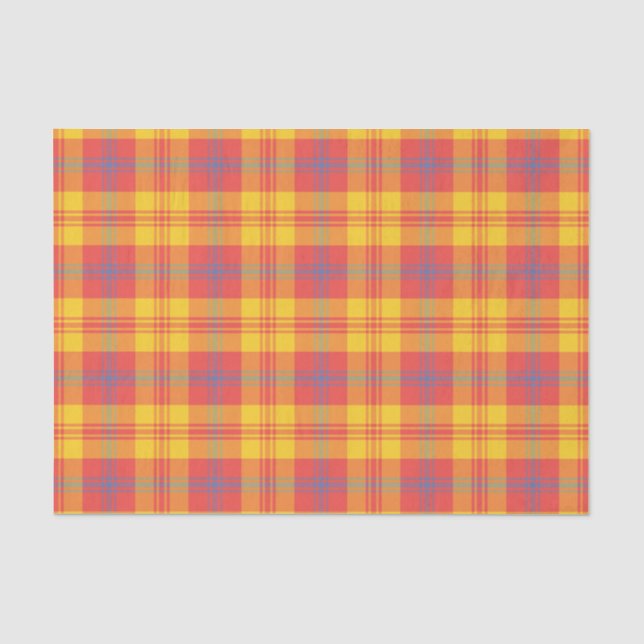 Chic Bright Red Yellow and Blue Plaid Tissue Paper (Front)
