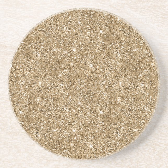 Chic Bronze Gold Glitter Coaster (Front)