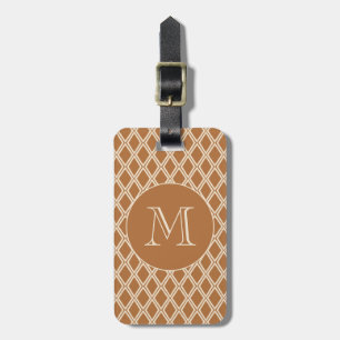 Chic Bronze Ivory Diamond Pattern Monogram Luggage Tag