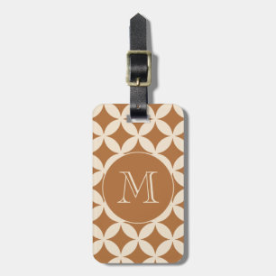 Chic Bronze Ivory Geometric Pattern Monogram Luggage Tag