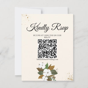 Chic Brown And Cream Floral Wedding RSVP Card