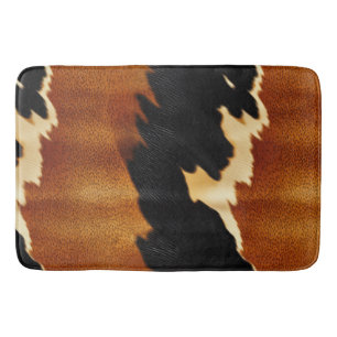 Chic Brown Black Cream Western Cowhide Bath Mat