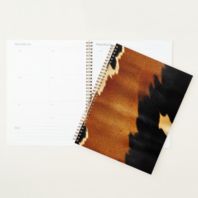 Chic Brown Black Cream Western Cowhide  Planner (Display)