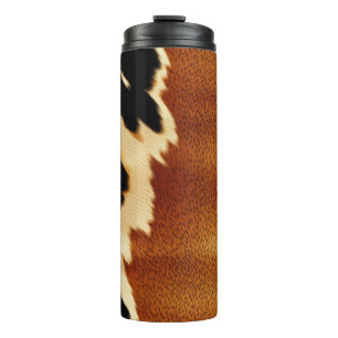 Chic Brown Black Cream Western Cowhide  Thermal Tumbler