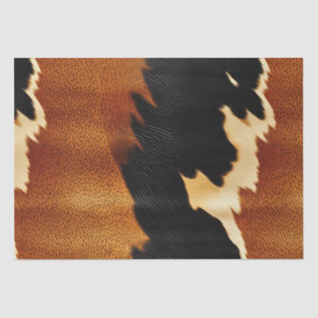 Chic Brown Black Cream Western Cowhide  Tissue Paper (Front)