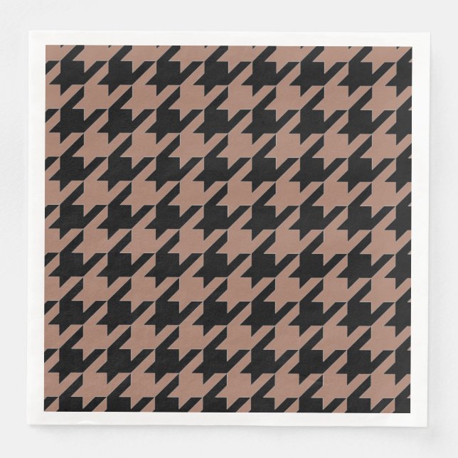 Chic brown black houndstooth pattern napkin (Front)