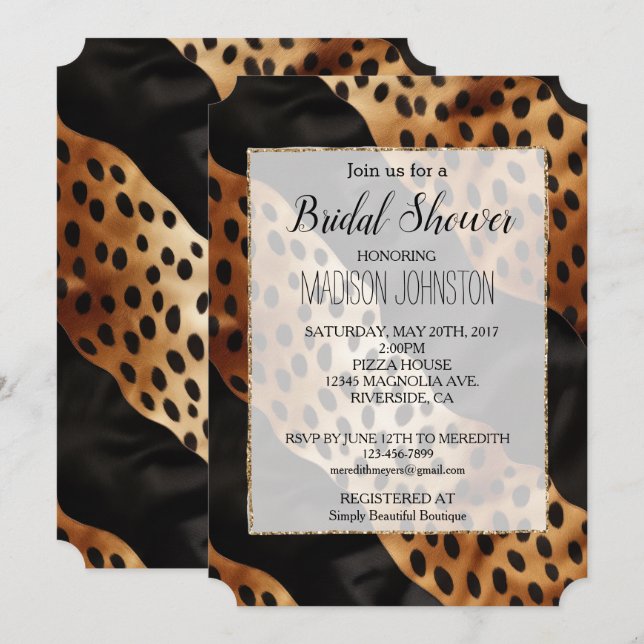 Chic Brown Black Western Cowhide Invitation (Front/Back)