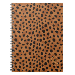 Chic brown cheetah print monogram notebook