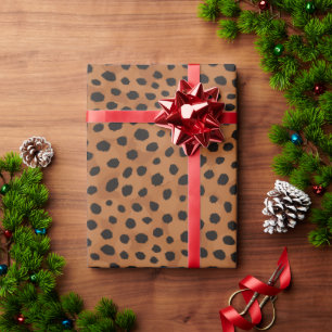 Chic brown cheetah print monogram wrapping paper