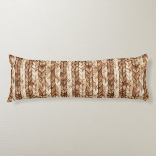 Chic Brown Cream Faux Woven Stripes Body Cushion