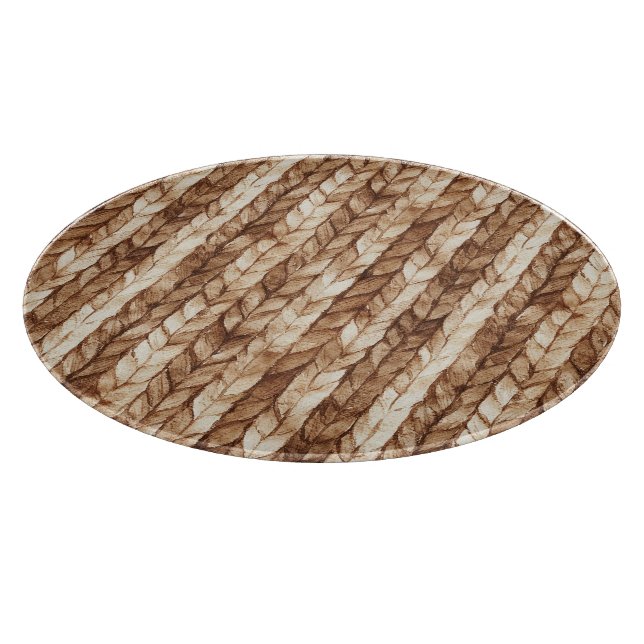 Chic Brown Cream Faux Woven Stripes Cutting Board (Corner)