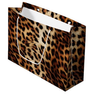 Chic Brown Cream Leopard Large Gift Bag
