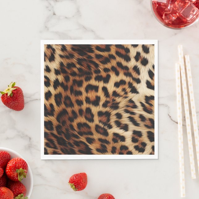 Chic Brown Cream Leopard Napkin (Insitu)