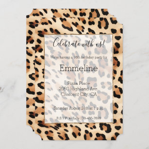 Chic Brown Cream Leopard Print Invitation