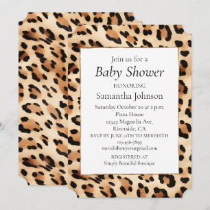 Chic Brown Cream Leopard Print Invitation