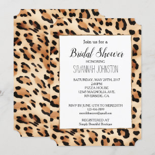Chic Brown Cream Leopard Print Invitation
