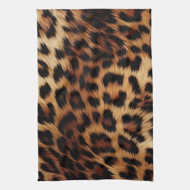 Chic Brown Cream Leopard  Tea Towel (Vertical)