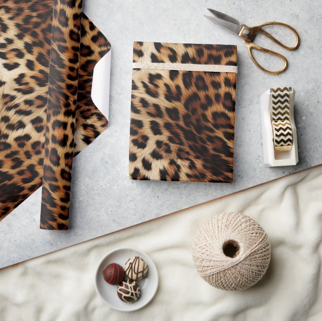 Chic Brown Cream Leopard  Wrapping Paper (Crafts)