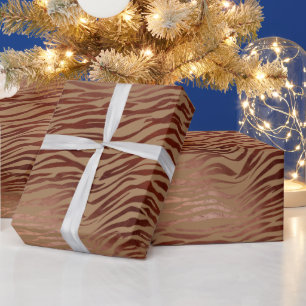 Chic Brown Cream Zebra Print Wrapping Paper