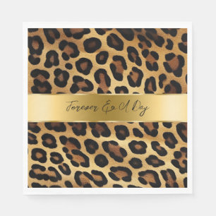 Chic Brown Gold Leopard Wedding Napkin