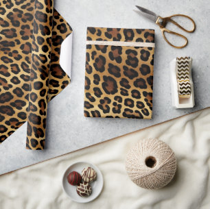 Chic Brown Gold Leopard   Wrapping Paper