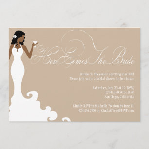 Chic Brown Here Comes the Bride Shower Invite