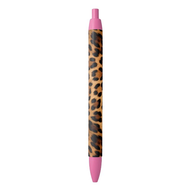 Chic Brown Leopard Print  Black Ink Pen (Front Vertical)