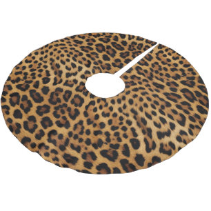 Chic Brown Leopard Print Brushed Polyester Tree Skirt