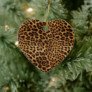 Chic Brown Leopard Print Ceramic Tree Decoration