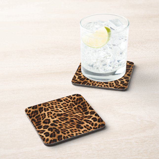 Chic Brown Leopard Print  Coaster (Right Side)