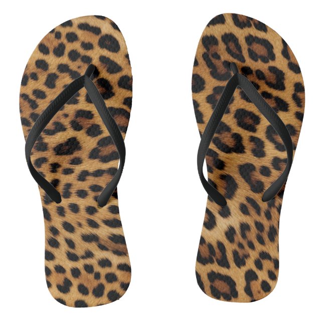 Chic Brown Leopard Print Flip Flops (Footbed)