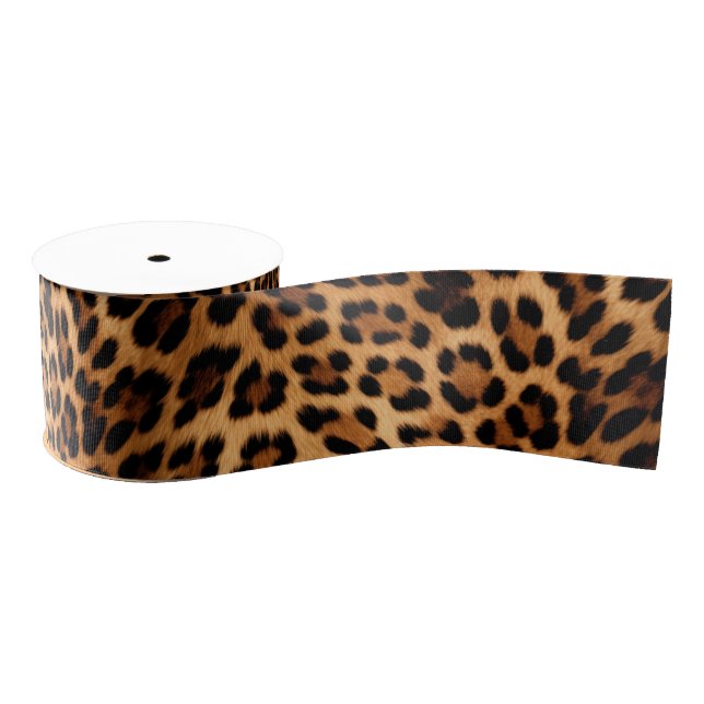 Chic Brown Leopard Print  Grosgrain Ribbon (Spool)