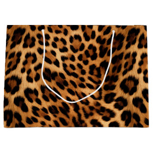 Chic Brown Leopard Print  Large Gift Bag