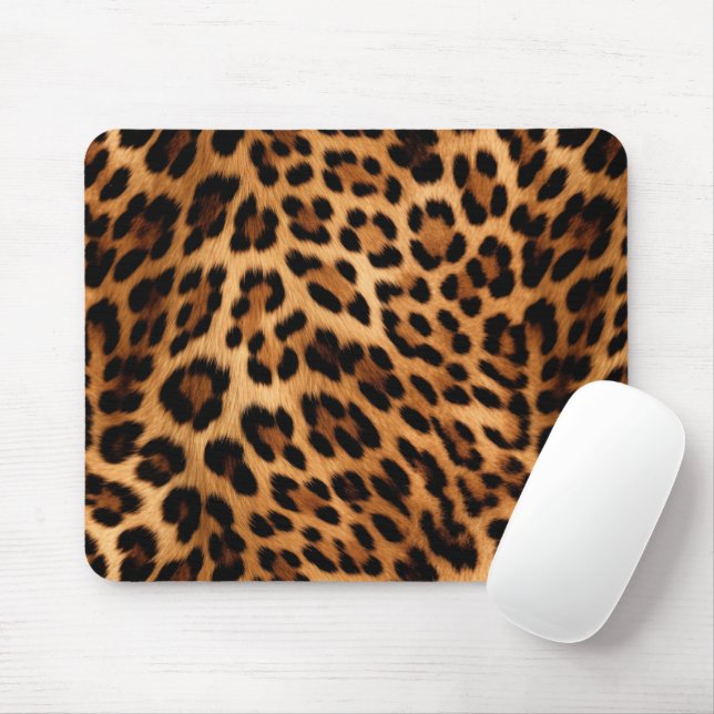 Chic Brown Leopard Print  Mouse Mat (With Mouse)