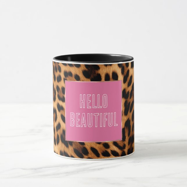 Chic Brown Leopard Print  Mug (Center)