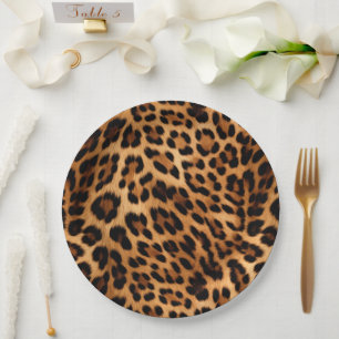 Chic Brown Leopard Print  Paper Plate