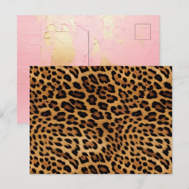 Chic Brown Leopard Print Postcard (Front/Back)
