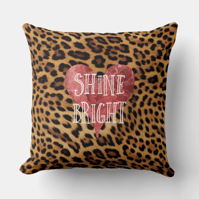 Chic Brown Leopard Print Shine Cushion (Front)