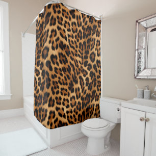 Chic Brown Leopard Print Shower Curtain