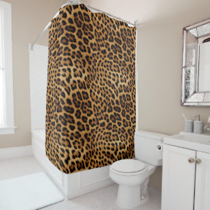 Chic Brown Leopard Print Shower Curtain