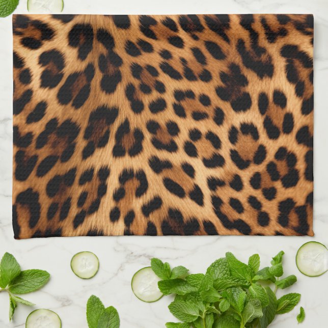 Chic Brown Leopard Print  Tea Towel (Folded)