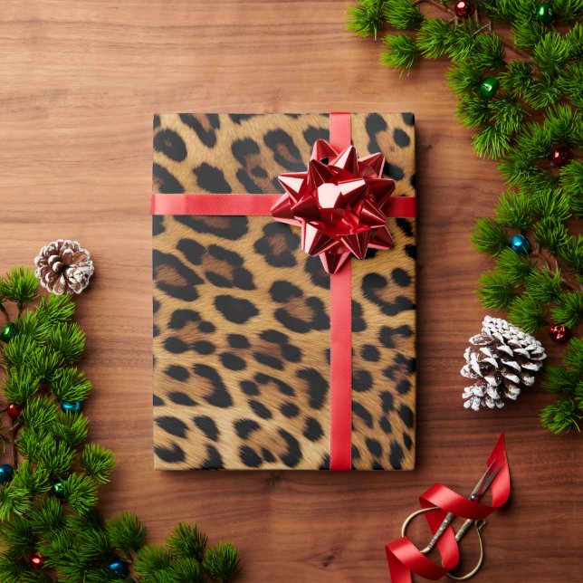 Chic Brown Leopard Print Wrapping Paper (Holiday Gift)