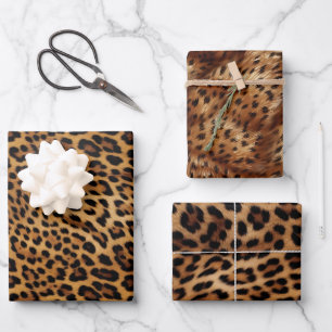 Chic Brown Leopard Print Wrapping Paper Sheet