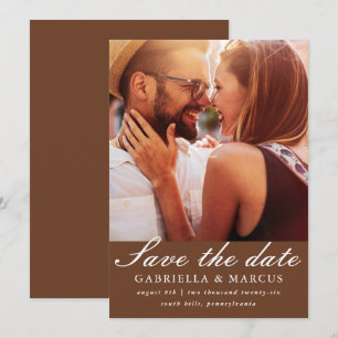 Chic Brown Photo Wedding Save The Date