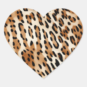 Chic Brown White Leopard Print Heart Sticker