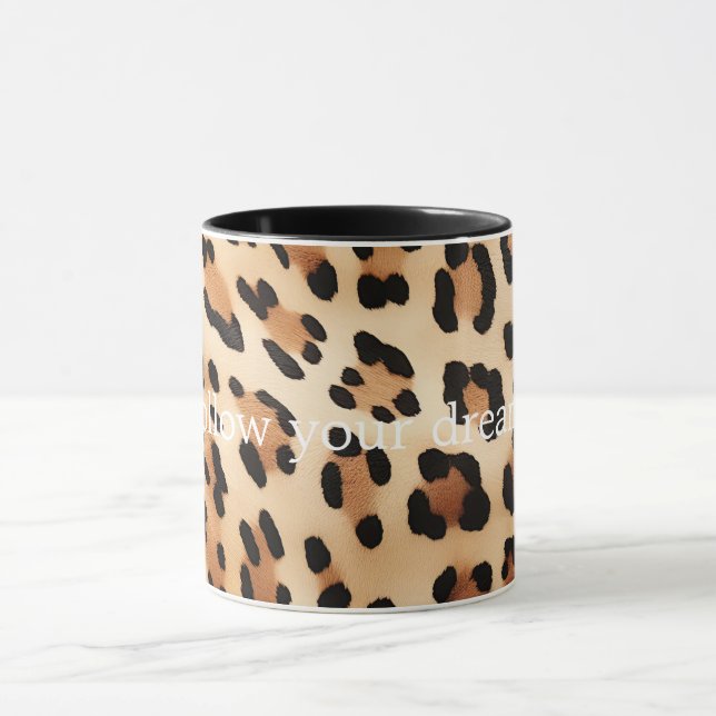 Chic Brown White Leopard Print Mug (Center)