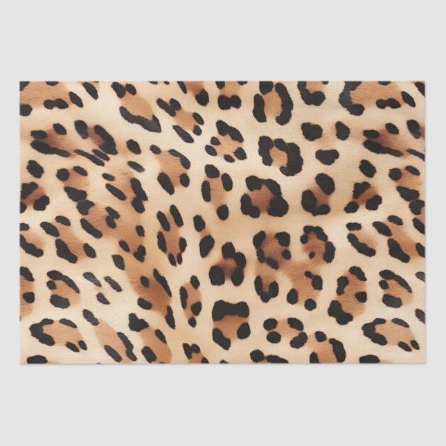 Chic Brown White Leopard Print Tissue Paper (Front)