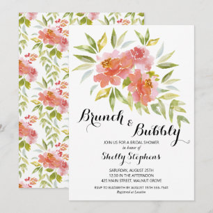 Chic Brunch and Bubbly Floral Bridal Shower Invitation