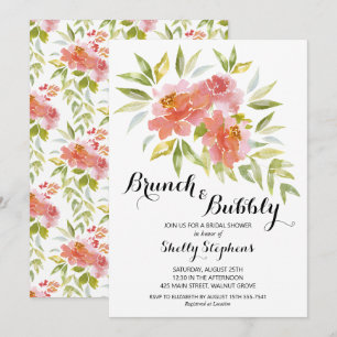 Chic Brunch and Bubbly Floral Invitations