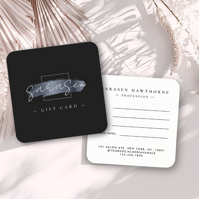 Chic Brush Stroke Elegant Black Gift Certificate (Creator Uploaded)